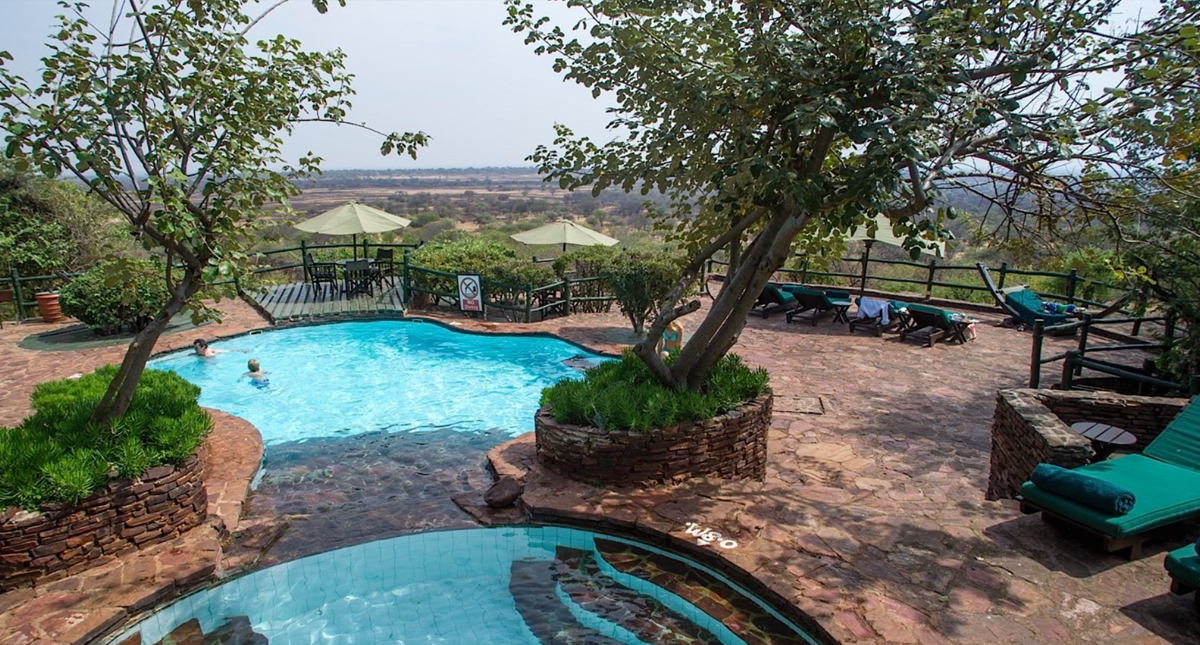 Kirawira Serena Camp courtyard with pool and patio