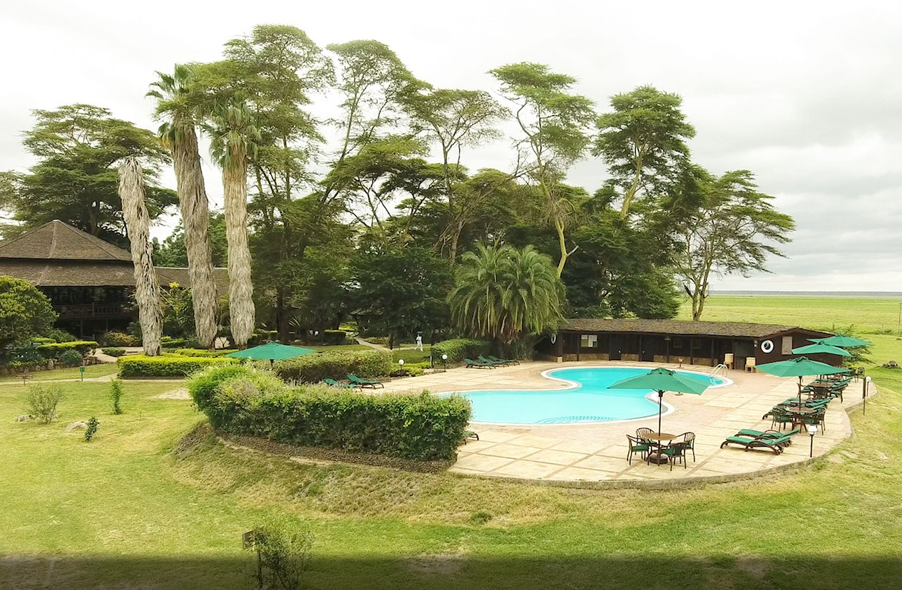 Ol Tukai Lodge outdoor pool and covered seating