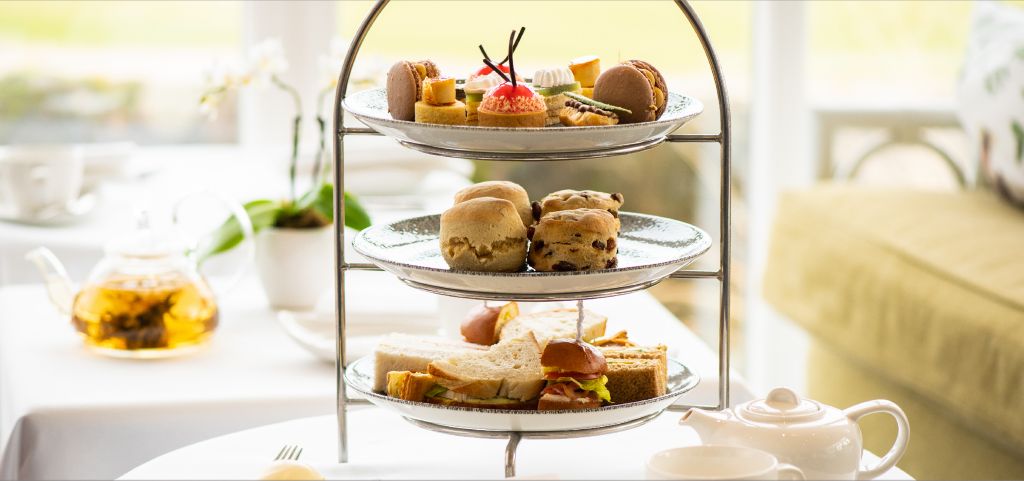 Old Course Hotel afternoon tea pastries on tiered platter