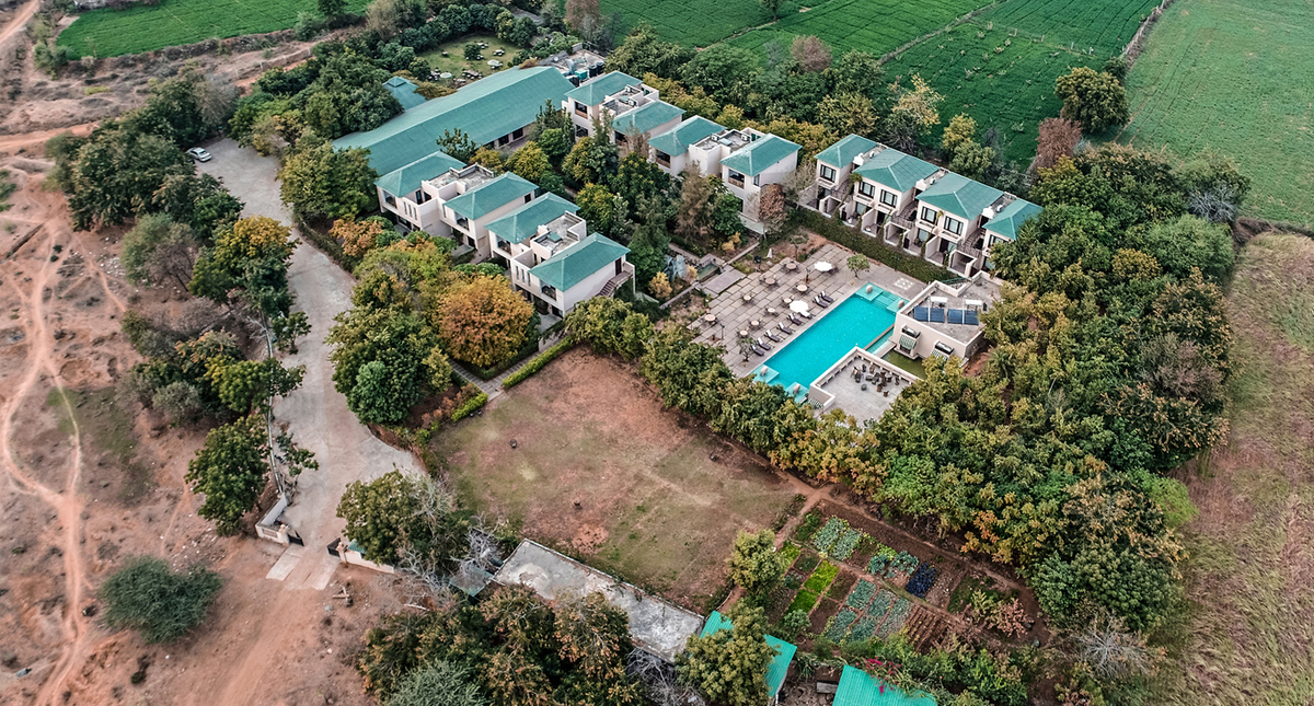 Ranthambhore Kothi aerial view overlooking the property