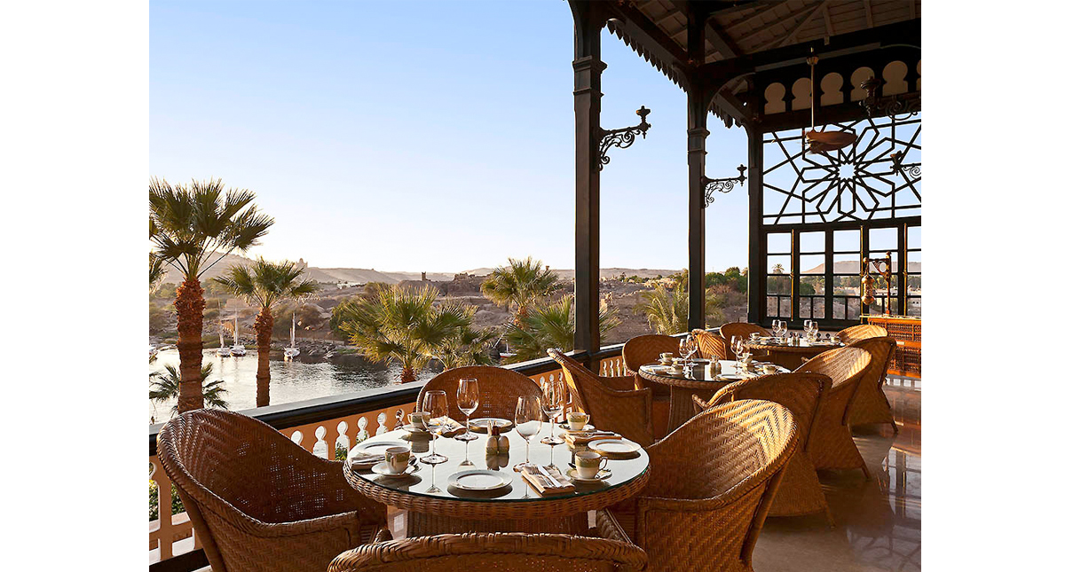 Sofitel Old Cataract Hotel patio dining overlooking the Nile River
