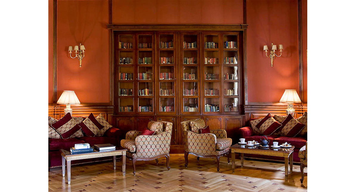 Winter Palace Hotel library sitting area