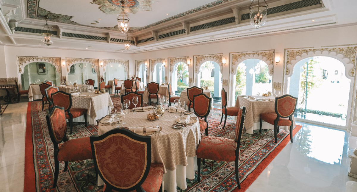Taj Lake Palace indoor dining area