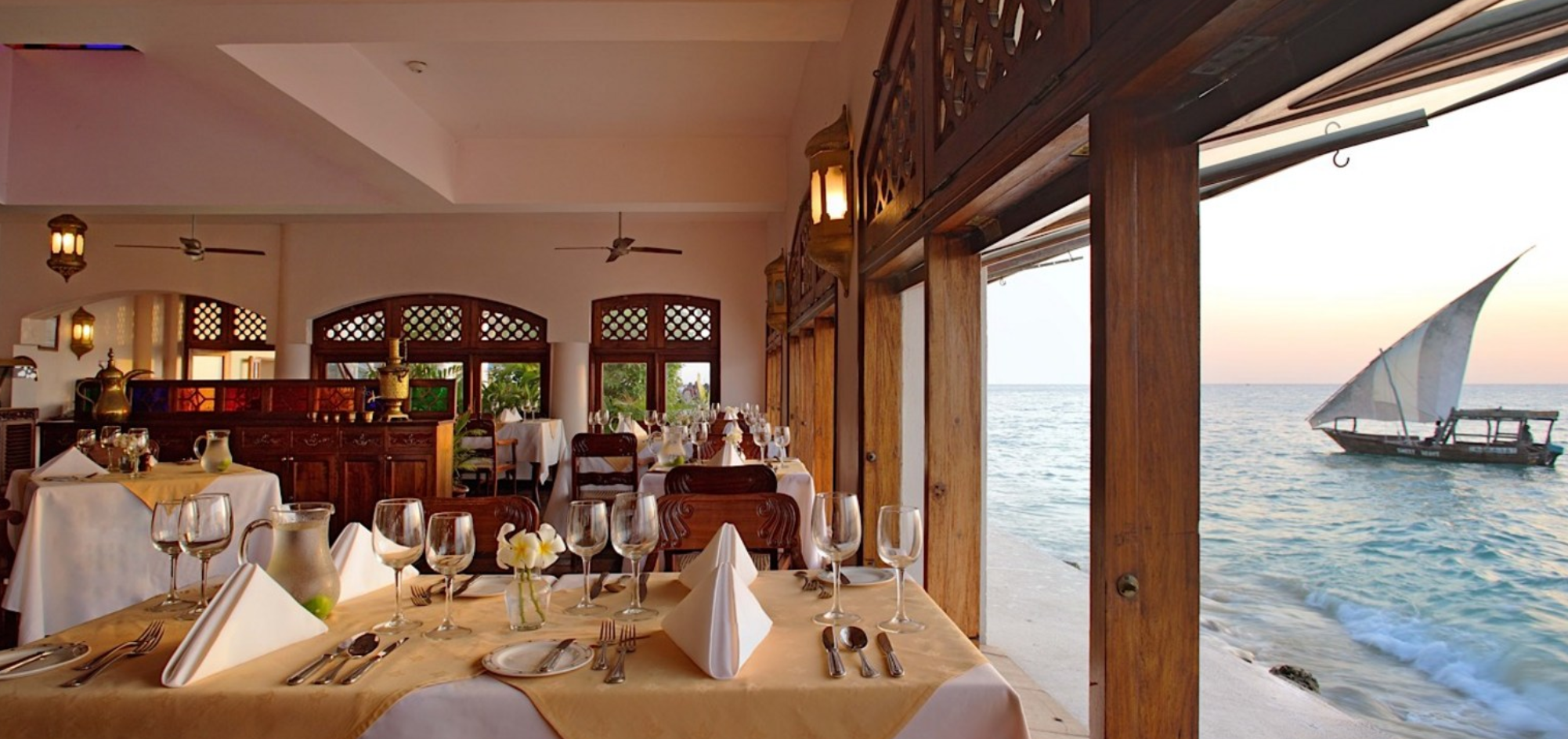 Zanzibar Serena Hotel restaurant with water views
