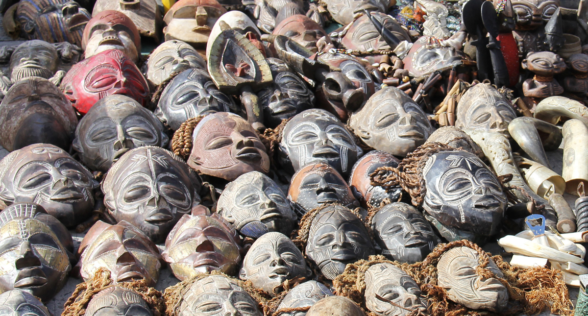 handcrafted masks at Cape Town market