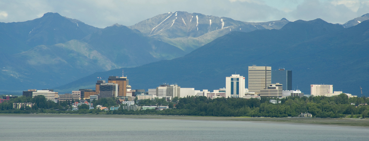 Panoramic view of Anchorage from the water
