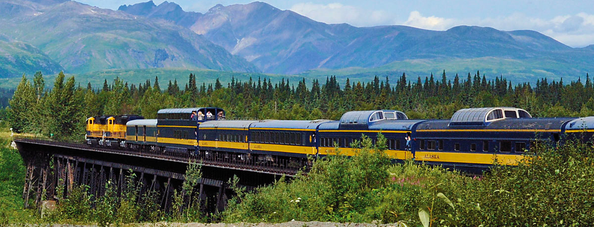 Alaska Railroad Gold Star train through wilderness