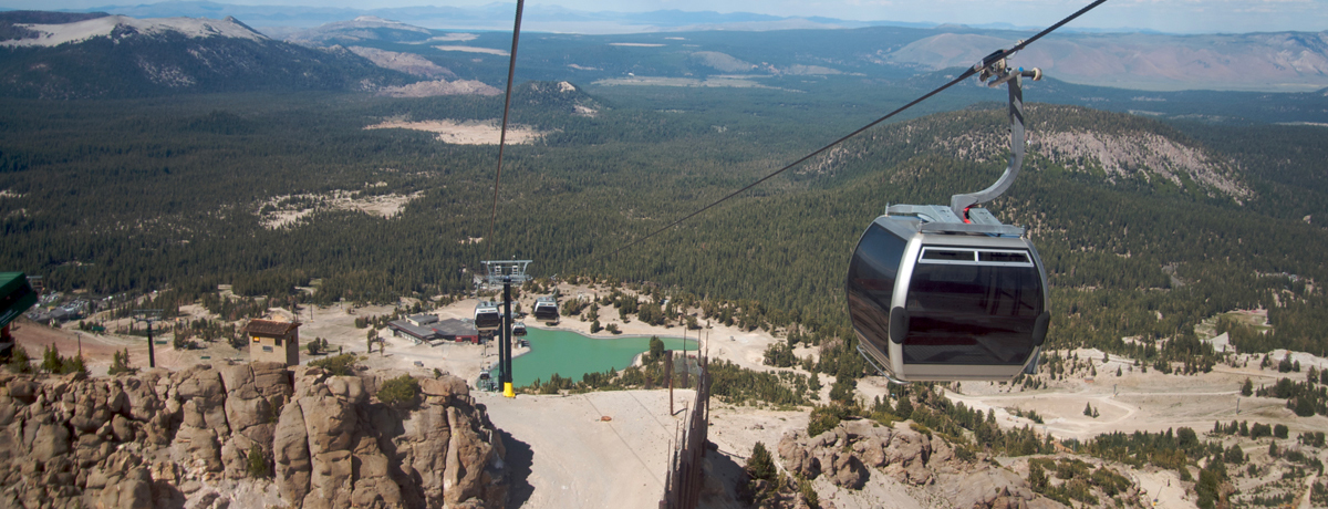 Traveling by gondola over Mammoth Lakes