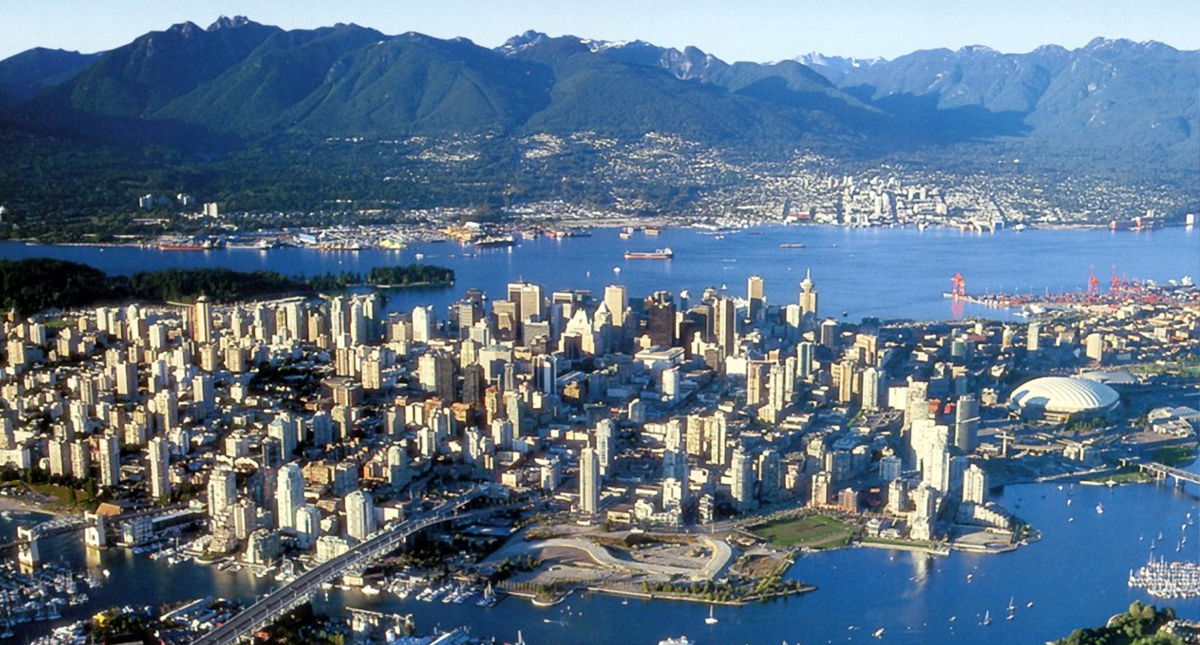 Aerial view of Vancouver's cityscape