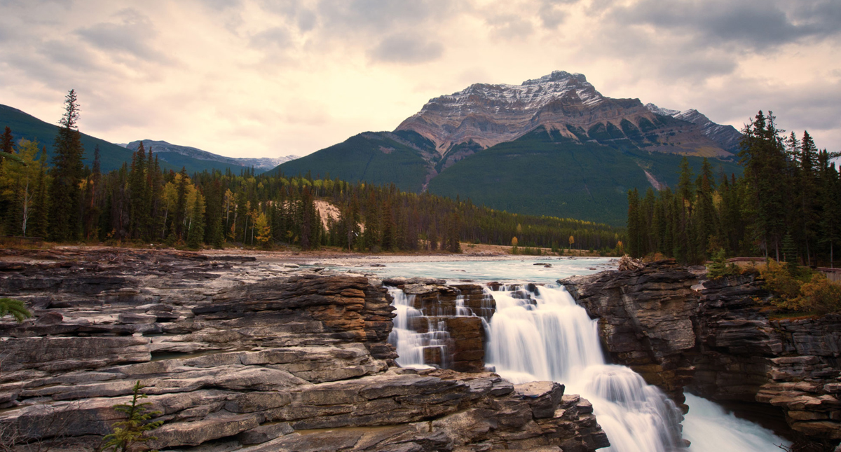 Athabasca Falls Waterfall in Jasper National Park