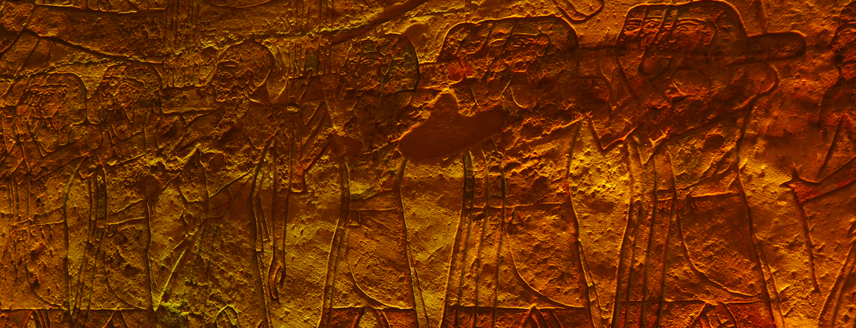 Egyptian hieroglyphs seen at Abu Simbel temple