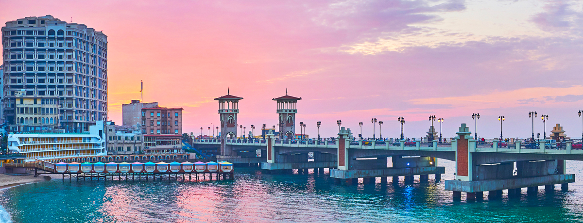 View of Alexandria, Egypt near sunset