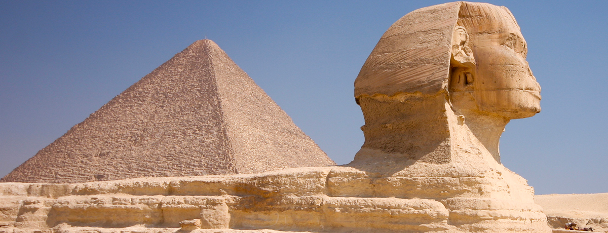 Great pyramid and Sphinx in Giza, Egypt