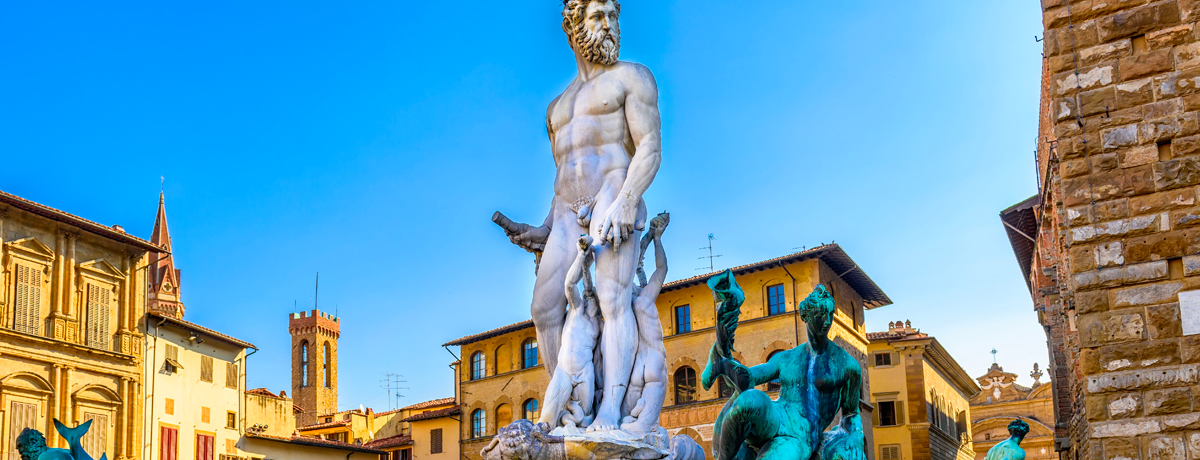 Fountain Neptune in Piazza della Signoria in Florence, Italy. 