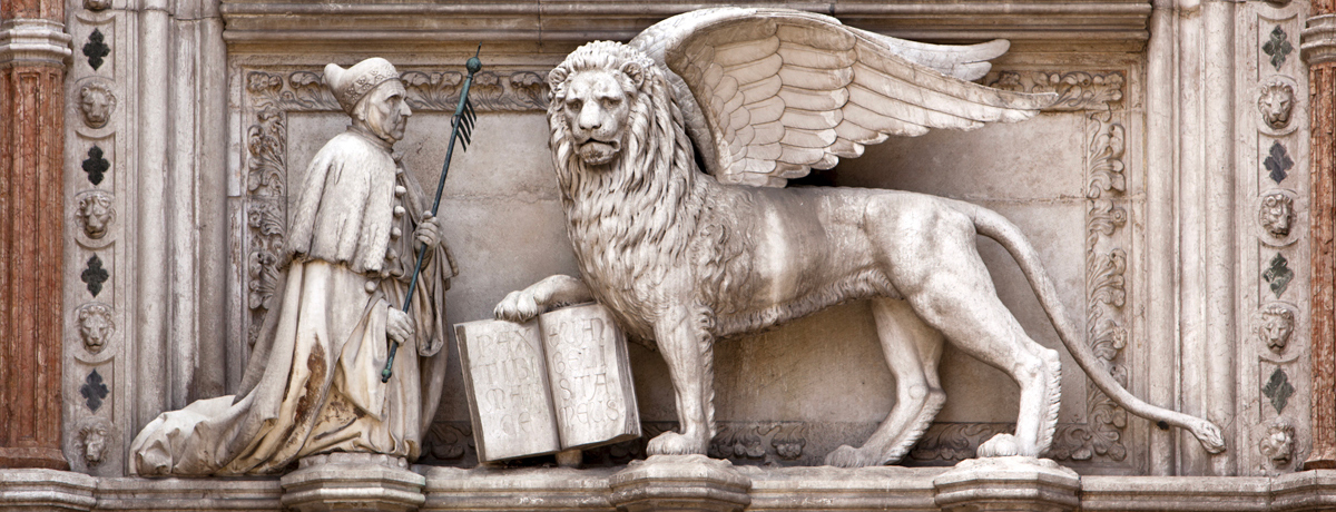 Sculpture at the Porta della Carta of the Doges Palace in Venice