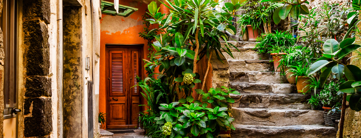 Classic side street with stairs in Cinque Terre