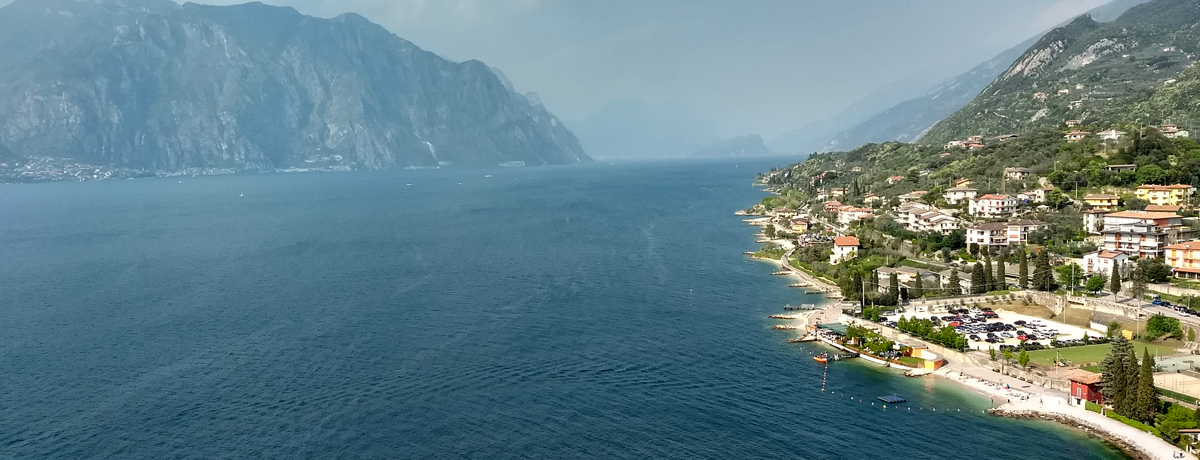 Panoramic view of Lake Garda and the coast at Malcesine