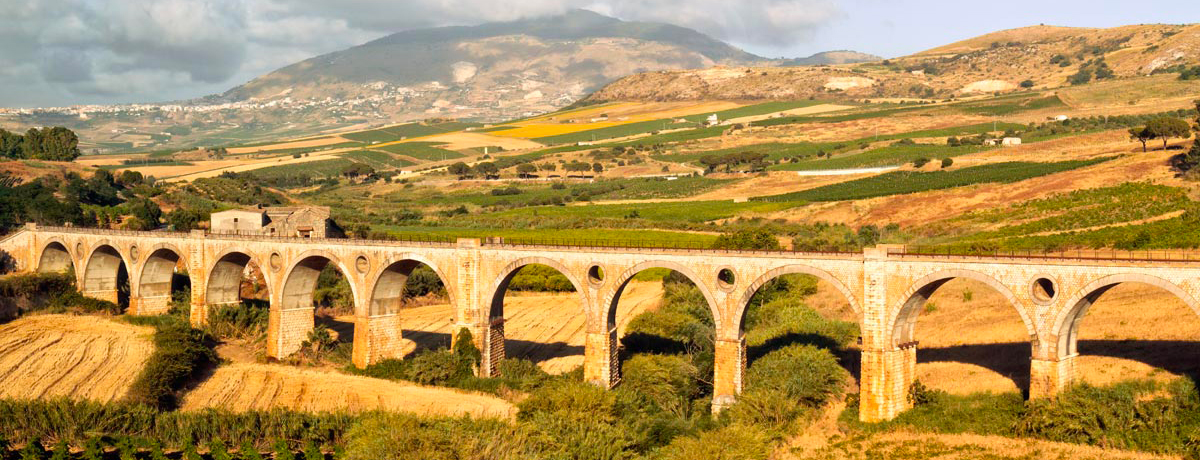 Historic aqueduct in the countryside of Palermo