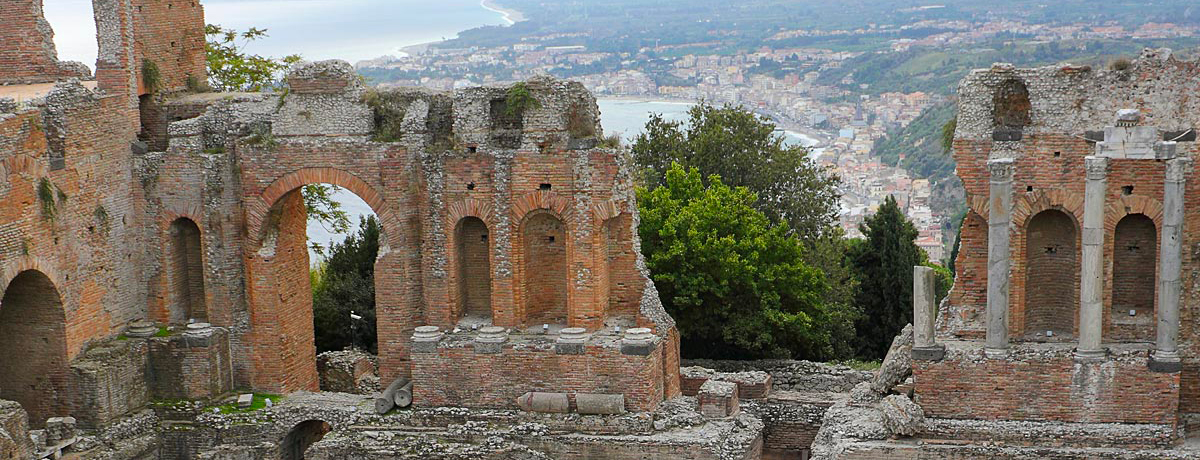 Ancient ruins overlooking Palermo and the water