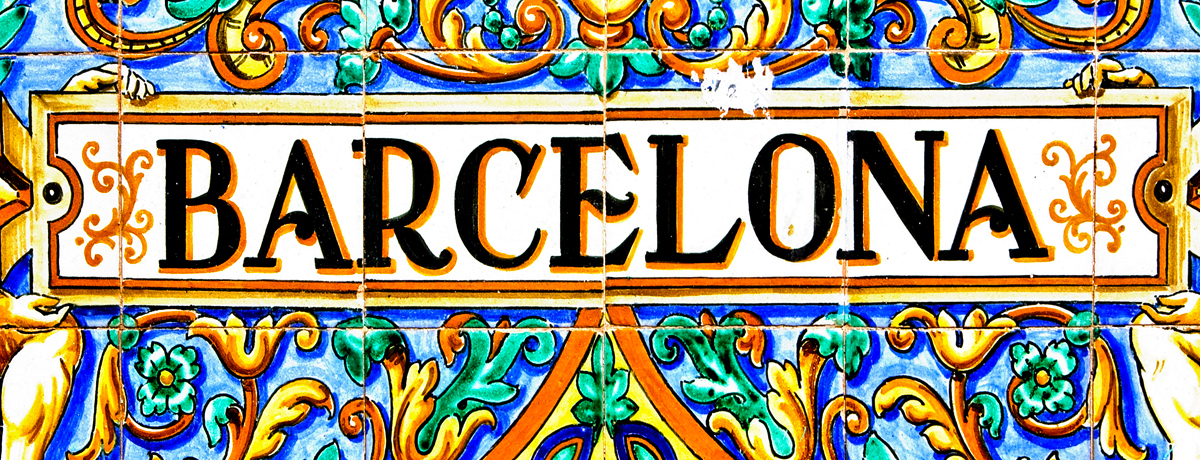 Barcelona mosaic artwork sign