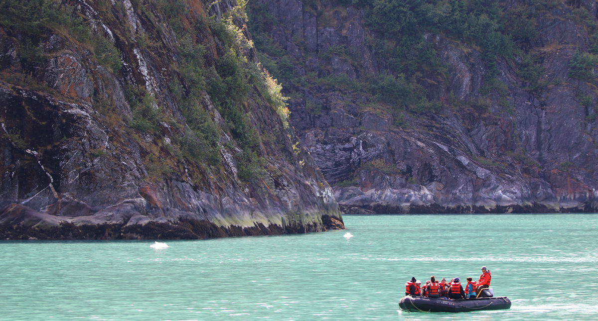 Guests on a skiff ride in southeast Alaska