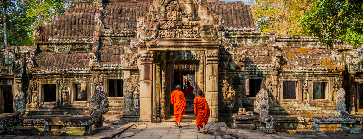Facade of a temple in Angkor Wat Cambodia