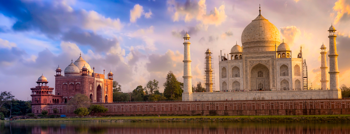 Taj Mahal UNESCO World Heritage Site in Agra at sunset
