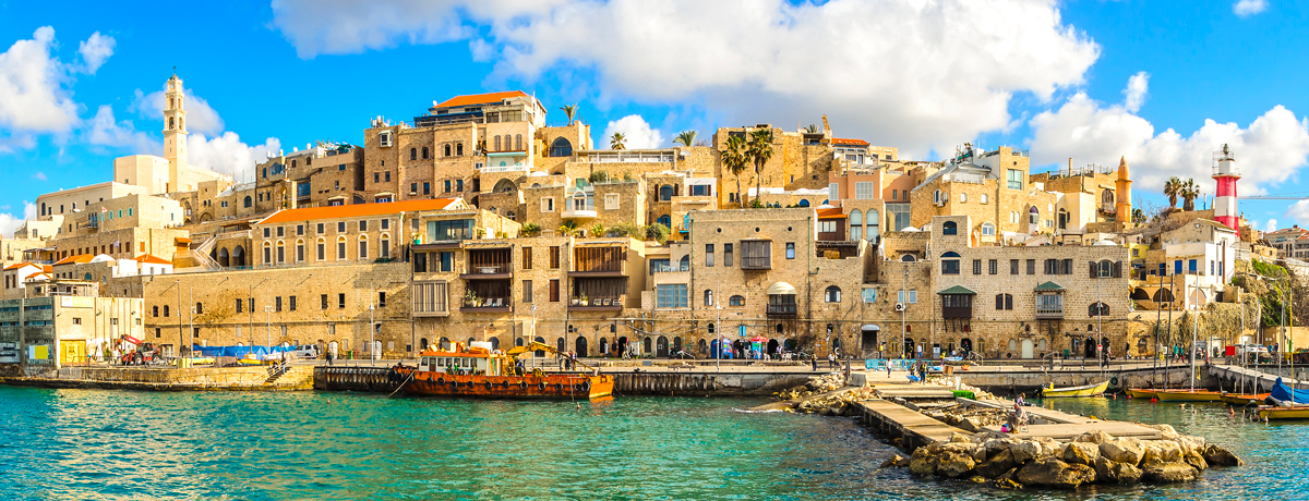 Panoramic view of Jaffa's coastline from the water