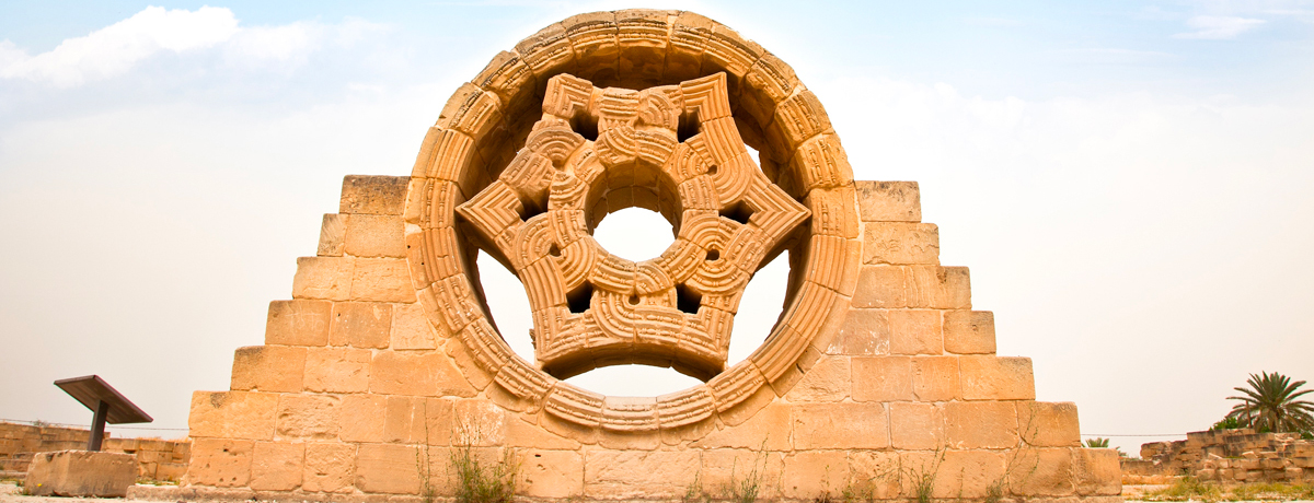 Stone sculpture seen at Hisham's Palace in the West Bank city of Jericho