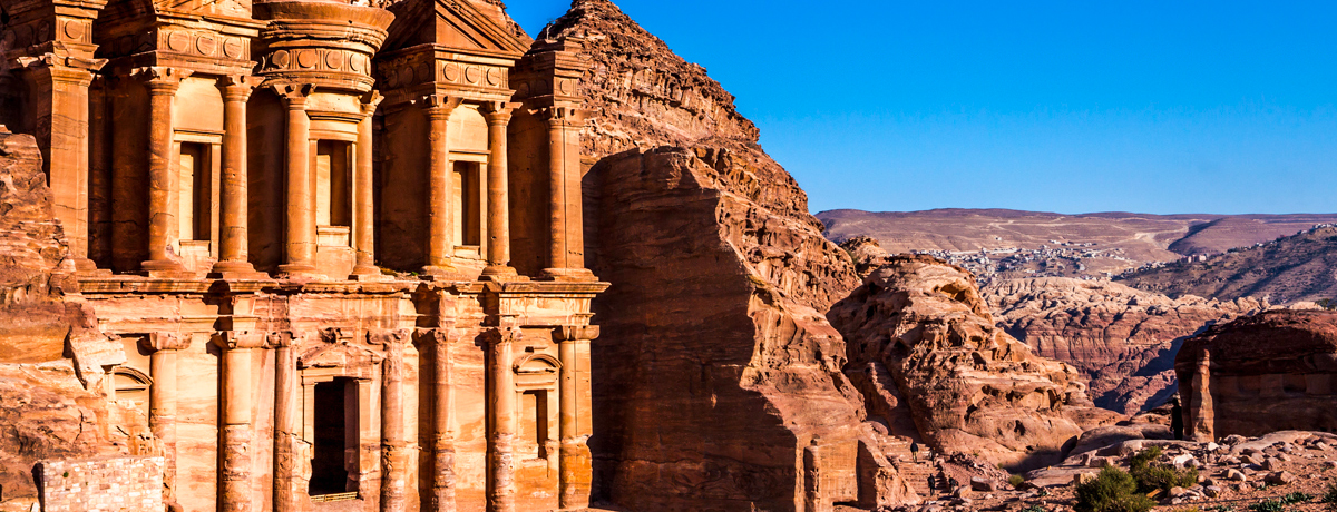 Exterior view of The Monastery in Petra, Jordan