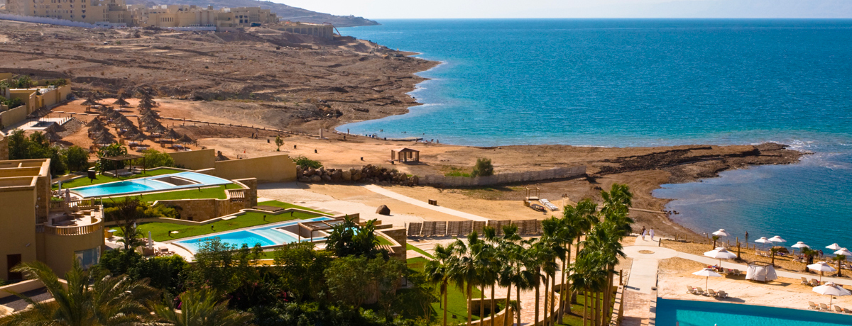 Aerial view to the Dead Sea in Jordan