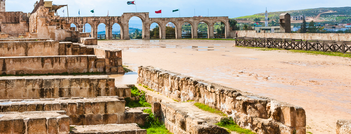 Ruins of the hippodrome in Jerash, Jordan