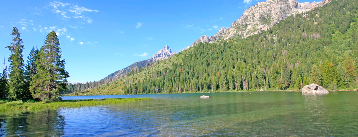 Pristine river in canyon under mountains