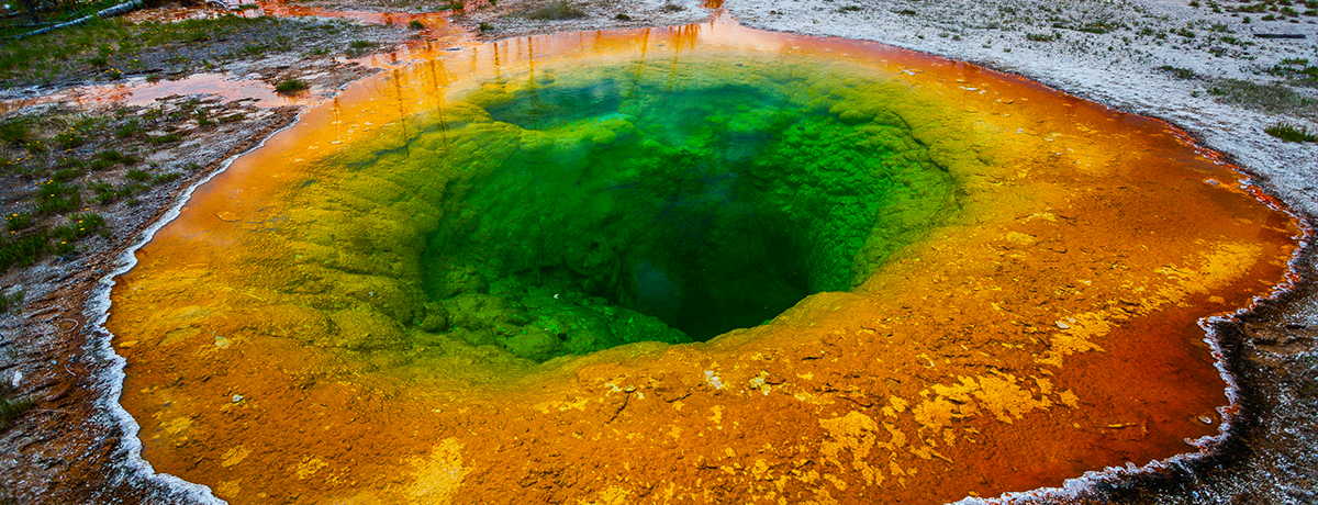 Colorful geyser opening