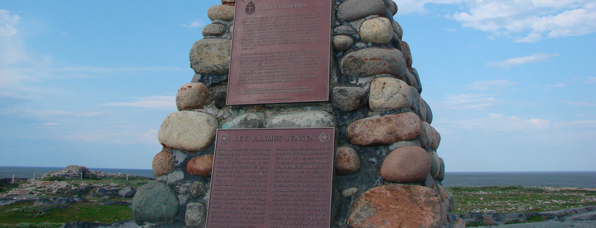 Stone monument outside Fort Churchill