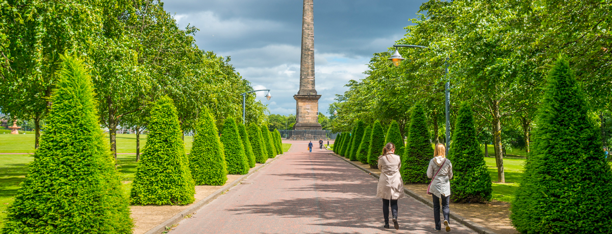 Path leading to Nelson's Monument in Glasgow Green