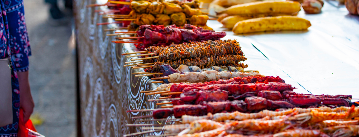 Street food on display in Stone Town