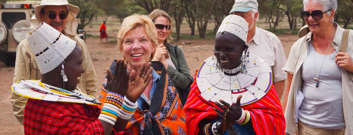 Maasai welcoming visitors