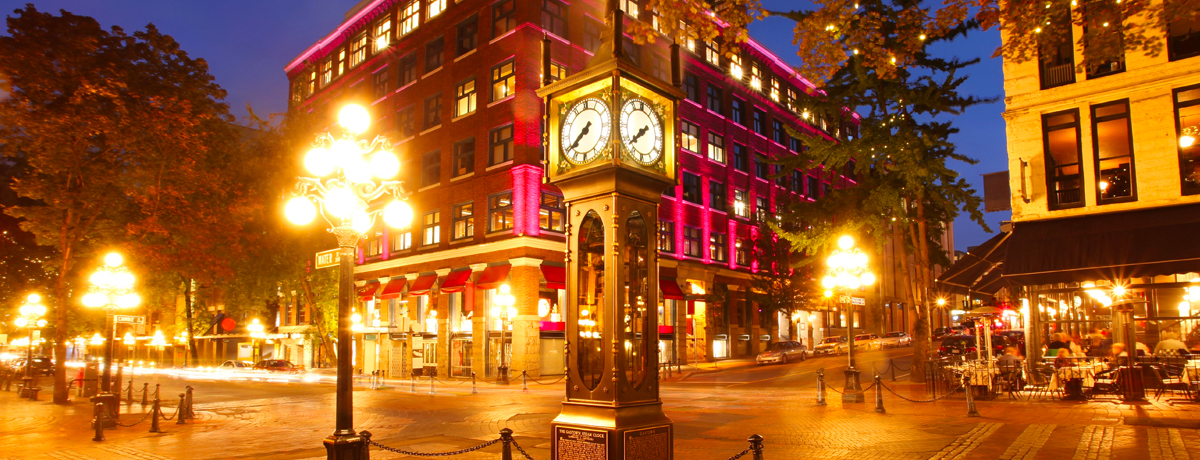 Gastown and the historical steam clock in Vancouver