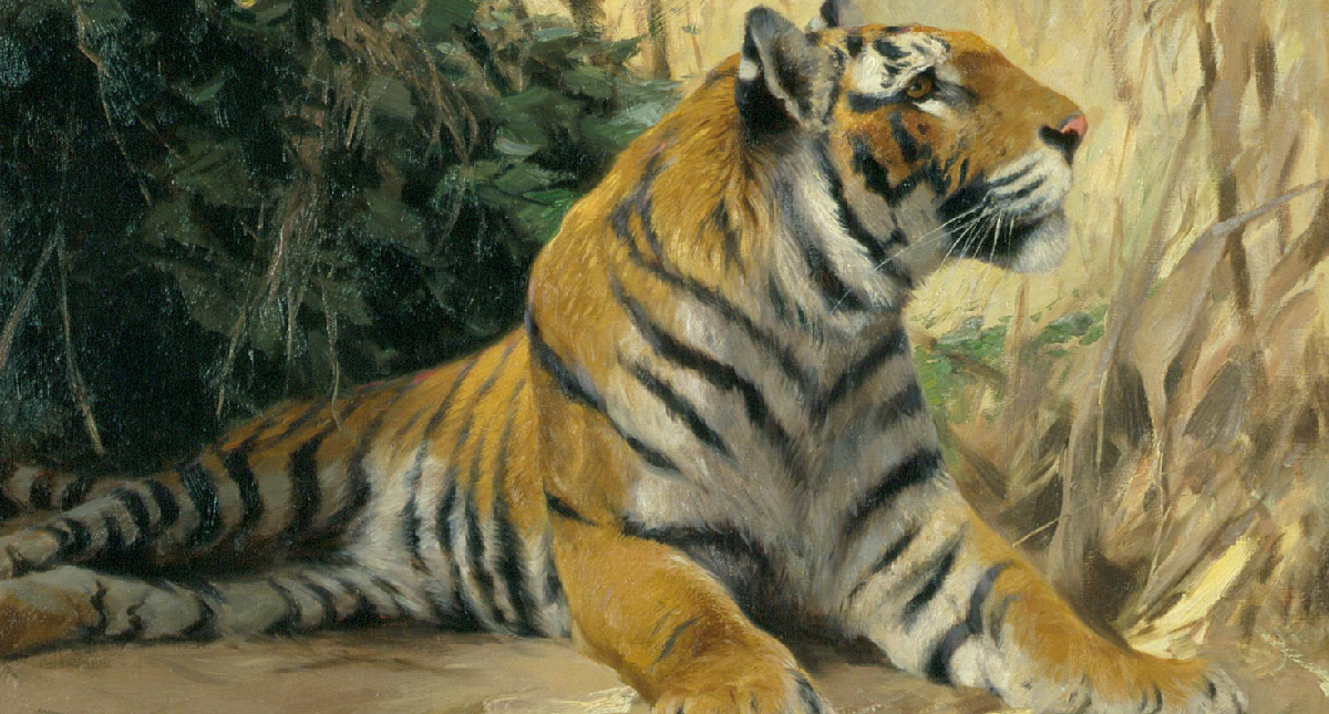 Artwork of a tiger at the National Museum of Wildlife Art