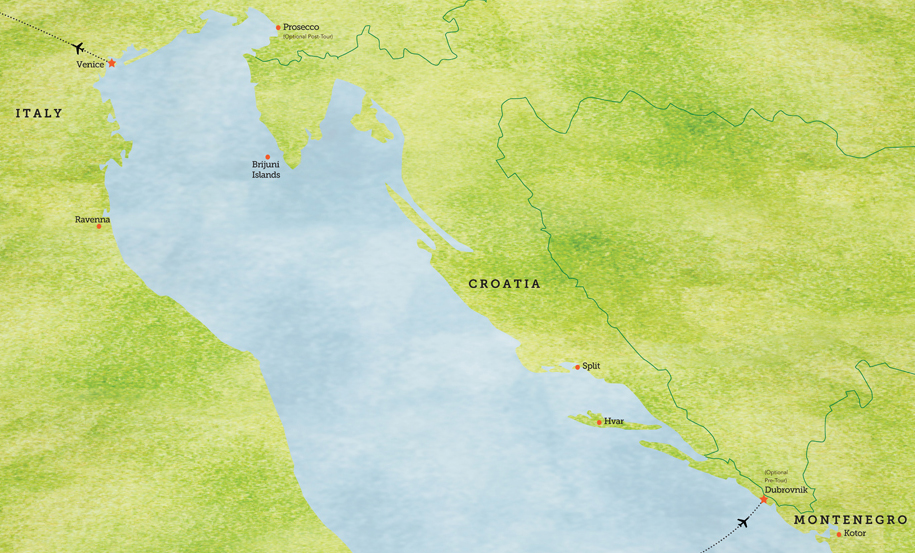 Tour map for Northern Adriatic