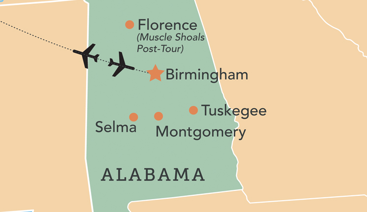 Tour map for Civil Rights—A Journey to Freedom