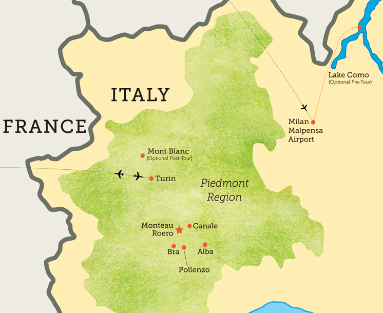 Tour map for Flavors of Piedmont