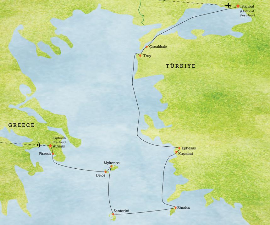 Tour map for Aegean Sea Odyssey