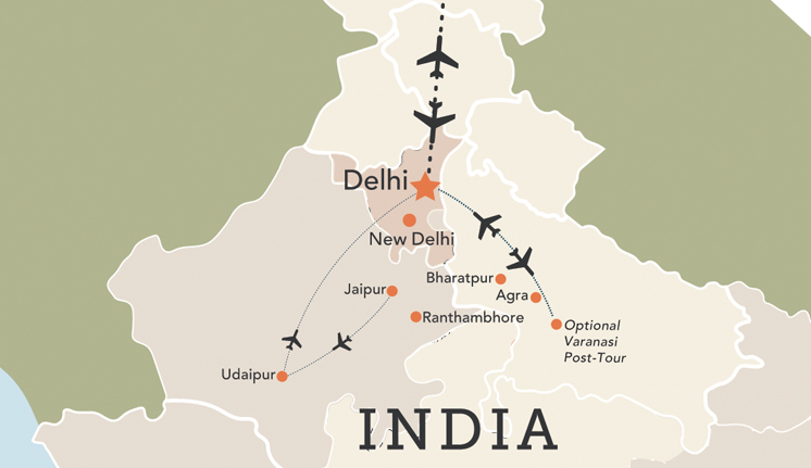 Tour map for Intriguing India