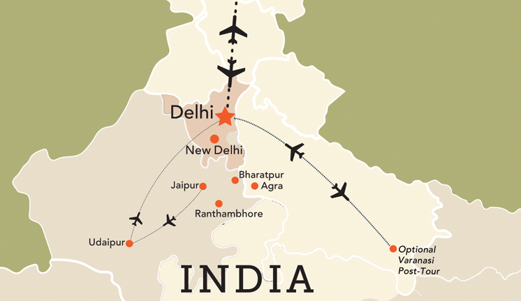 Tour map for Intriguing India