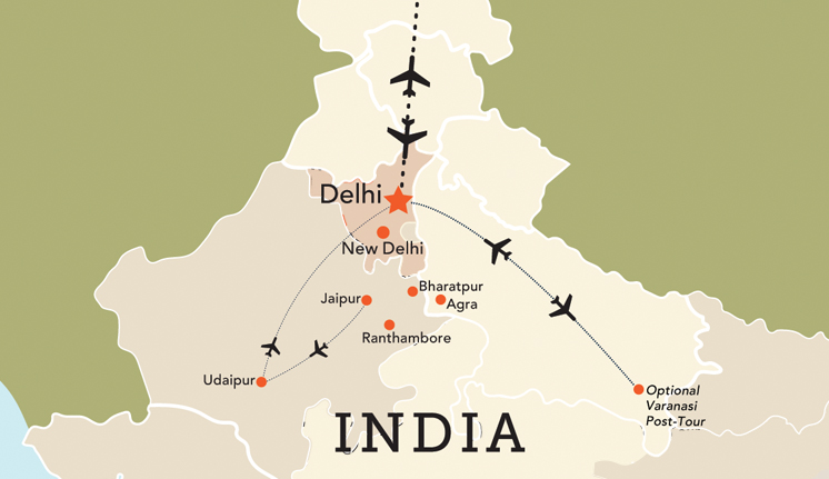 Tour map for Intriguing India