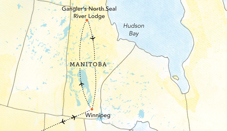 Tour map for Northern Lights and the Wildlife of Northern Manitoba