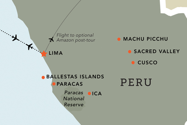 Tour map for Mysteries of Peru