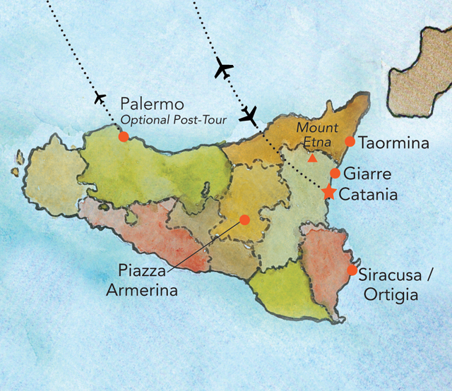 Tour map for Flavors of Sicily
